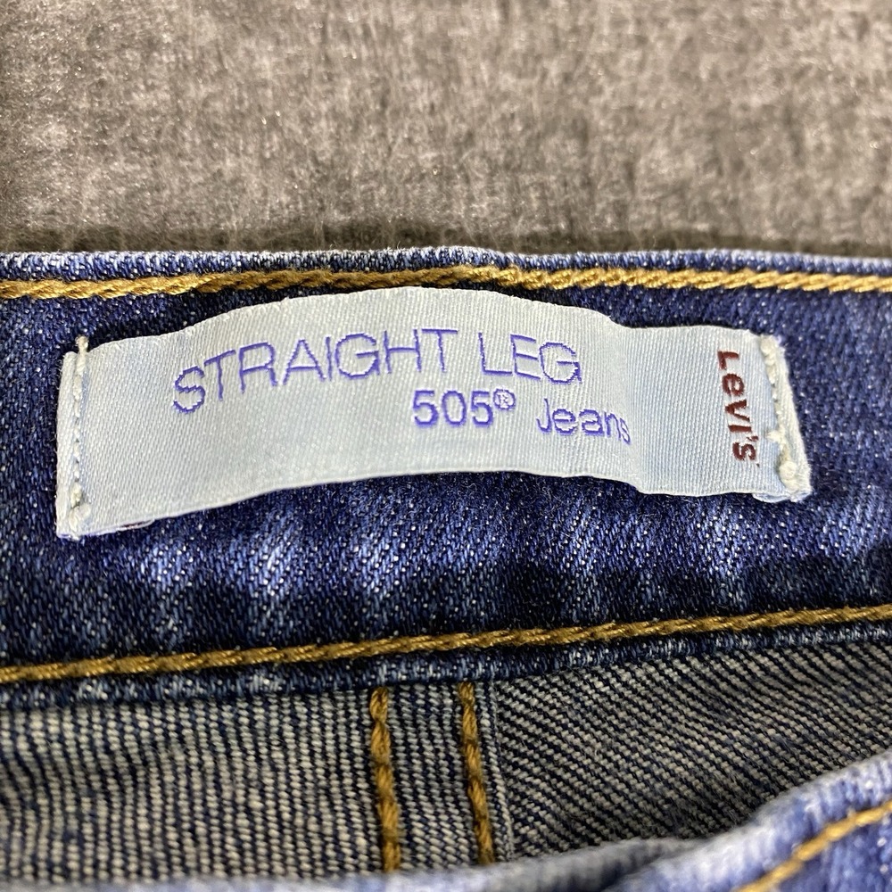 Levi's 505 Straight Leg Jeans Women 16 M 36x30 Blue Denim Mid-Rise Stretch Pants - Picture 3 of 16